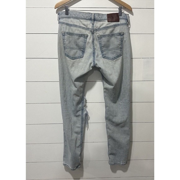 Hollister Men Skinny Ripped Jeans Size 30x32 Light Wash Blue Denim Epic Flex - Picture 8 of 10